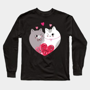 cats shape heart Long Sleeve T-Shirt